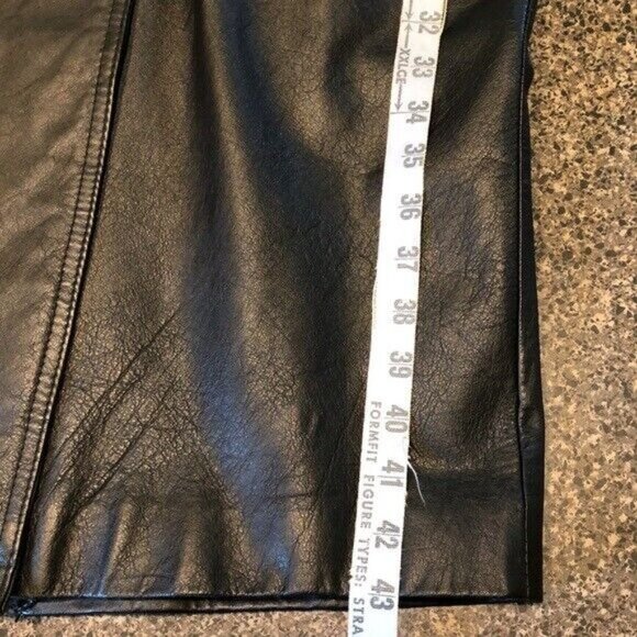 Traditional Trends Long Over-sized Trench Coat Black Leather Button up Petite - Picture 9 of 9